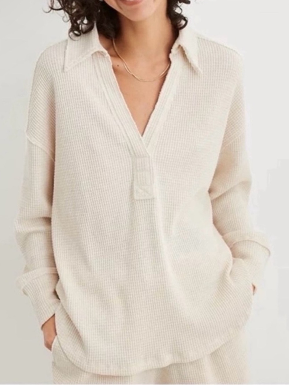 Aerie Lumberjane Polo Waffle Sweatshirt